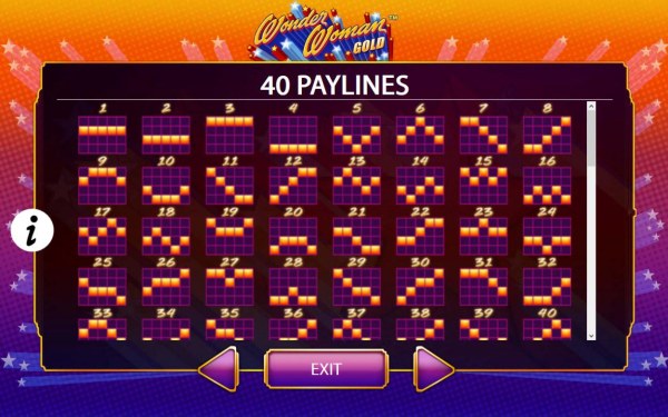 Casino Codes - Payline Diagrams 1-40
