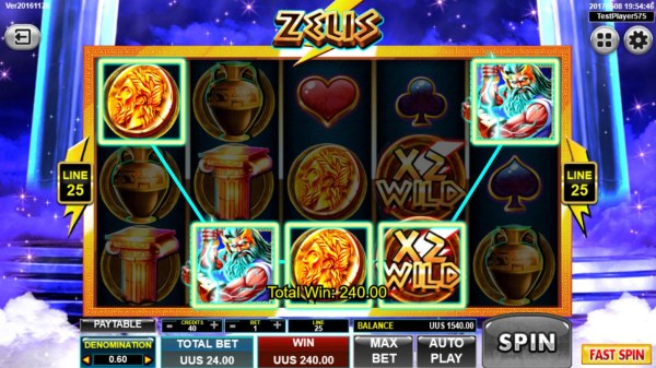 A winning Five of a Kind triggers a 240.00 payout. - Casino Codes