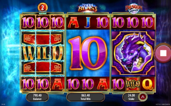 Multiple winning symbols triggers a big win during the Reel Blast free spins feature. - Casino Codes