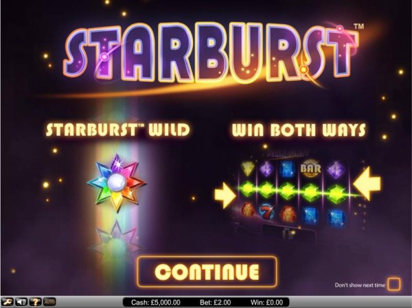 Casino Codes - Starburst splash screen