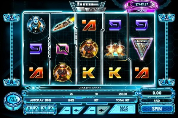 Main game board featuring five reels and 25 paylines with a Jackpot max payout by Casino Codes