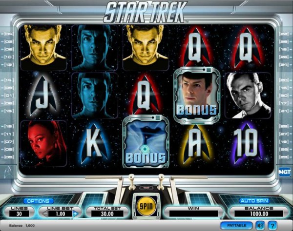 Star Trek slot game playing board by Casino Codes