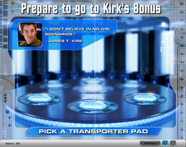 Casino Codes - Star Trek slot game prepare to go to Kirk's bonus - pick a transporter pad