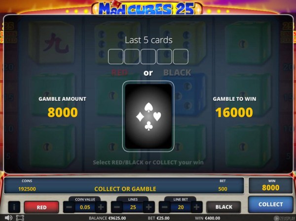 Casino Codes - Gamble Feature - To gamble any win press Gamble then select Red or Black.