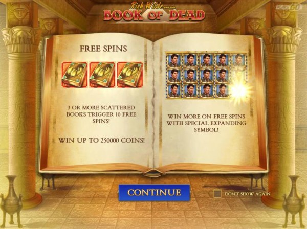 3 or more scattered books trigger 10 free spin! Win up to 250000 coins! Win more on free spins with special expanding symbol! by Casino Codes