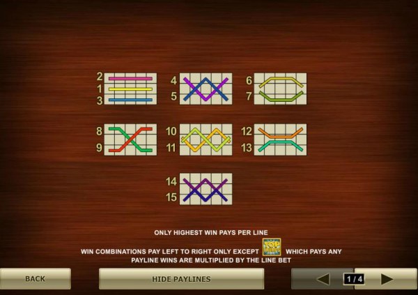 the game has 15 paylines - Casino Codes