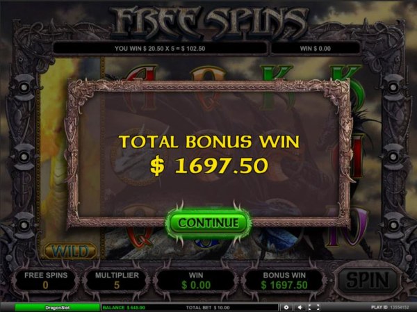 Casino Codes - total bonus win $1697.50