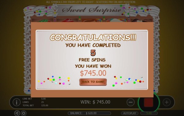 Total free spins payout 745 coins - Casino Codes