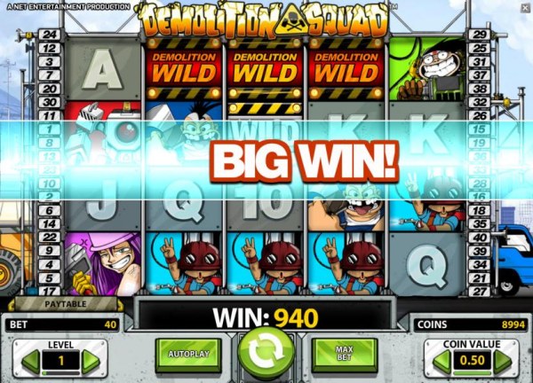 Casino Codes - demolition wild triggers a 940 big win payout