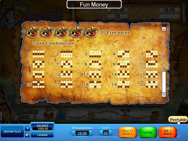 Payline Diagrams 1-20 - Casino Codes