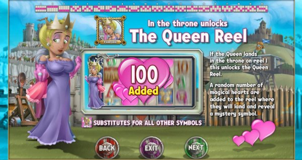 Casino Codes - Landing a Queen in the throne unlocks the Queen Reel.