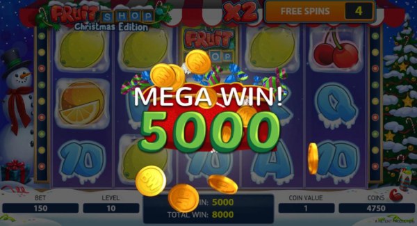 A four of a kind leads to a 5000 coin mega win during free spin play! - Casino Codes