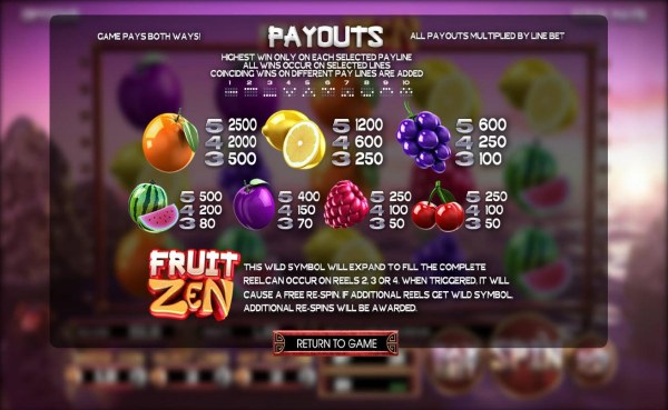 Casino Codes - Slot game symbols paytable and Payline Diagrams 1-10. Game pays both ways.