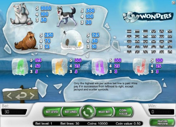 slot game symbols paytable and payline diagrams by Casino Codes