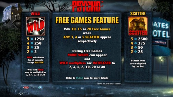 Wild and Scatter symbols paytable. Free Games Feature rules. - Casino Codes