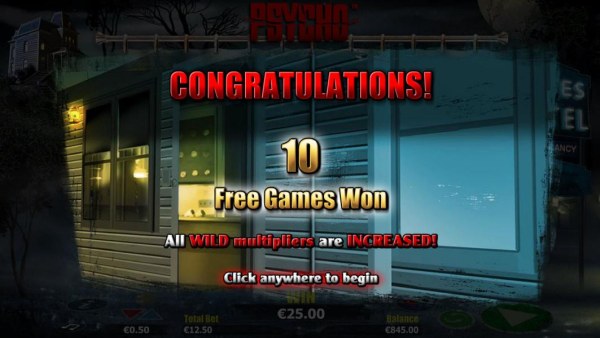 10 Free Games Awarded. All wild multipliers are increased. by Casino Codes